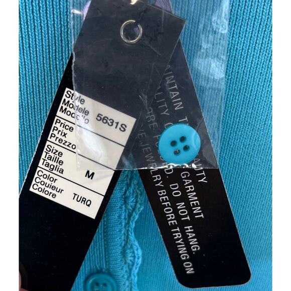 Items By Michelle Nicole Womens MTurquoise SweaterScalloped Cuff/Neckline Knit - Picture 7 of 9